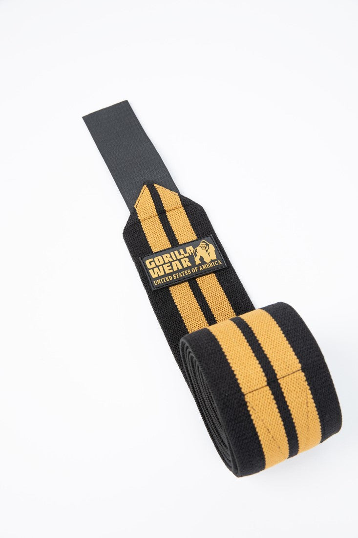 Gorilla Wear Knee Wraps - Zwart/Goud - Detail