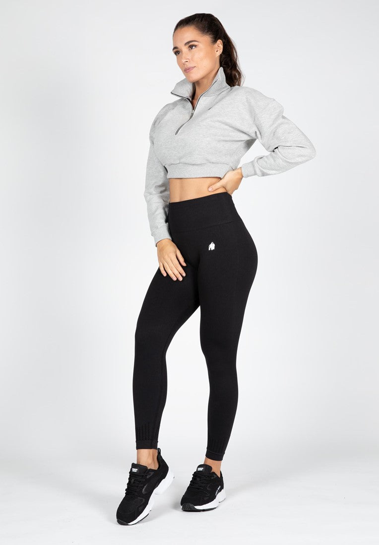 Gorilla Wear Ocala Cropped Half-Zip Sweatshirt - Grijs - Detail