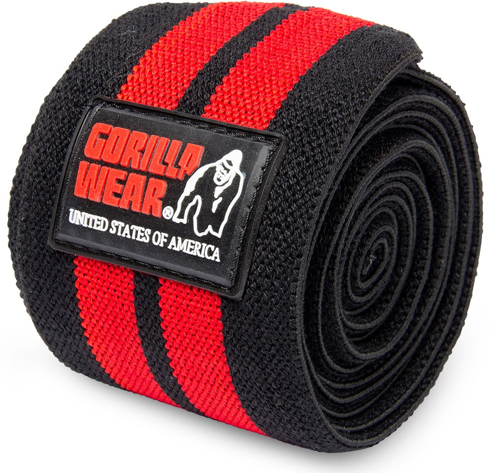 Gorilla Wear Knee Wraps - Zwart/Rood - Detail