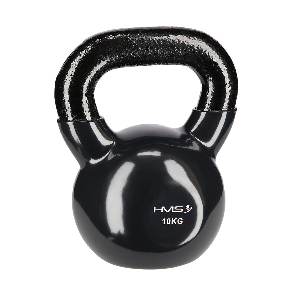 HMS Kettlebell - Gietijzer/Vinyl - 10 kg - Zwart - Detail