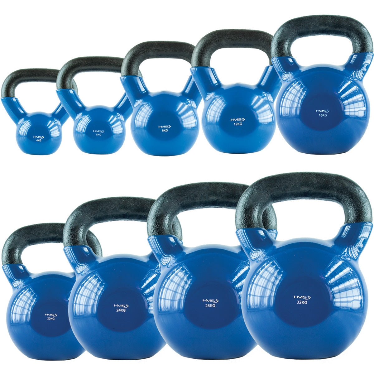 HMS Kettlebell - Gietijzer/Vinyl - 10 kg - Blauw - Detail