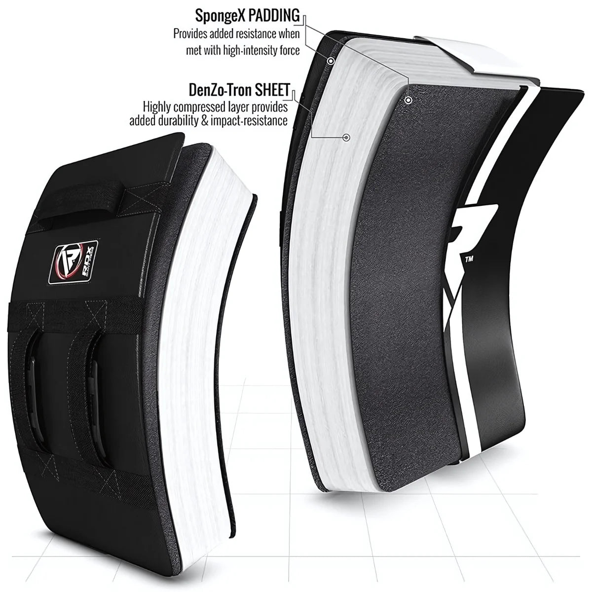 RDX Sports T1 Gebogen Stootkussen - Zwart - Detail
