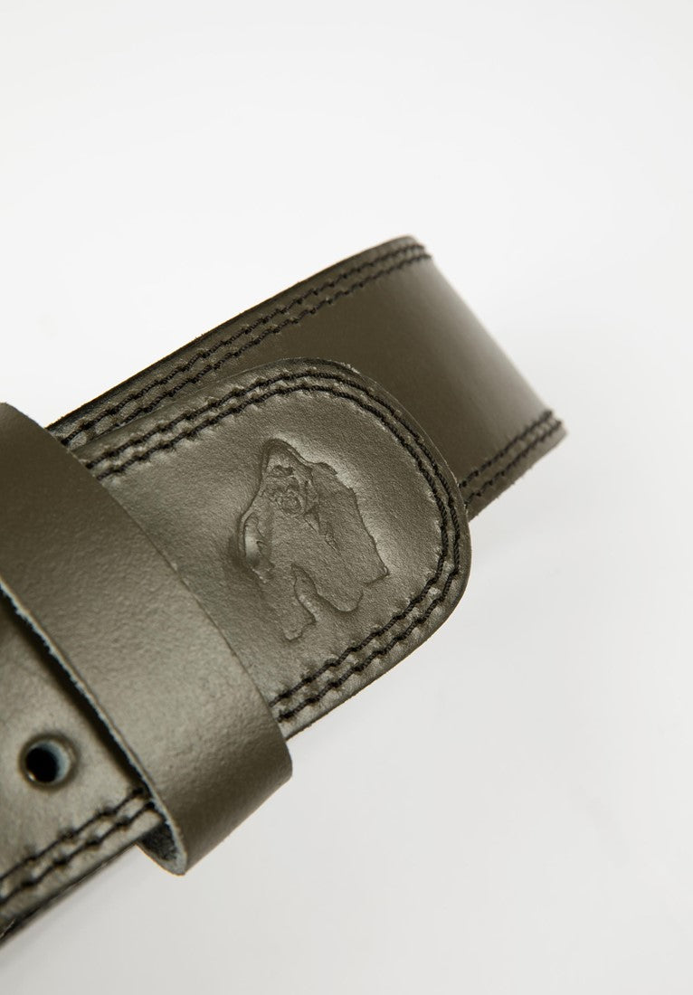 Gorilla Wear Halterriem - 4 Inch Padded Leren Lifting Belt - Legergroen - Detail