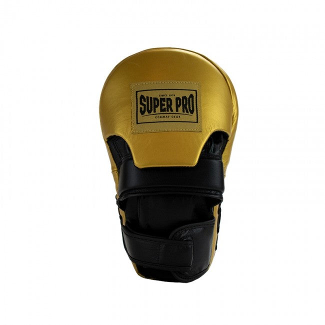 Super Pro Combat Gear Lederen Handpads - Extra lang - Zwart / Goud - Detail