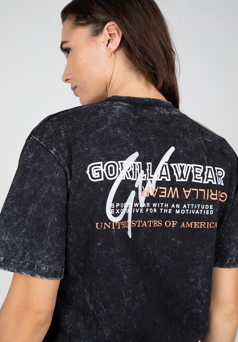 Gorilla Wear Medina Oversized T-shirt - Washed Zwart - Detail