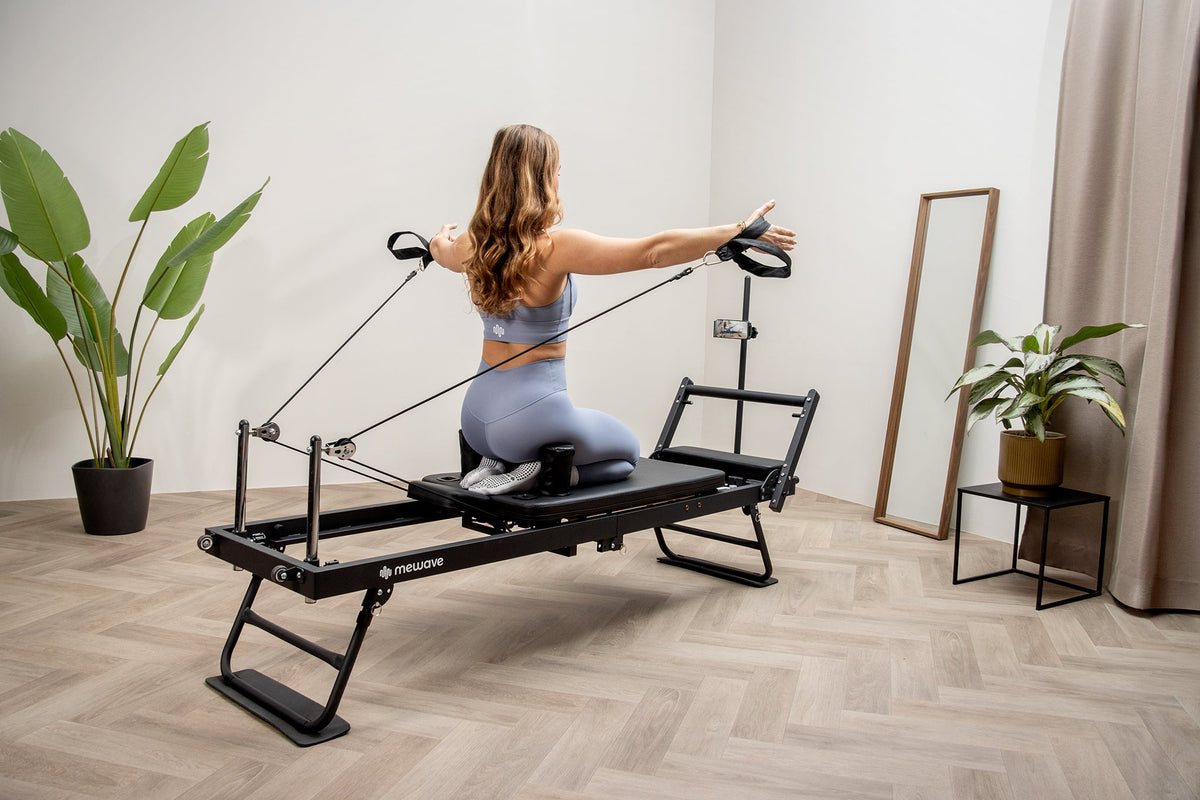 Mewave Pilates Reformer Pro Complete Set - Zwart - Detail