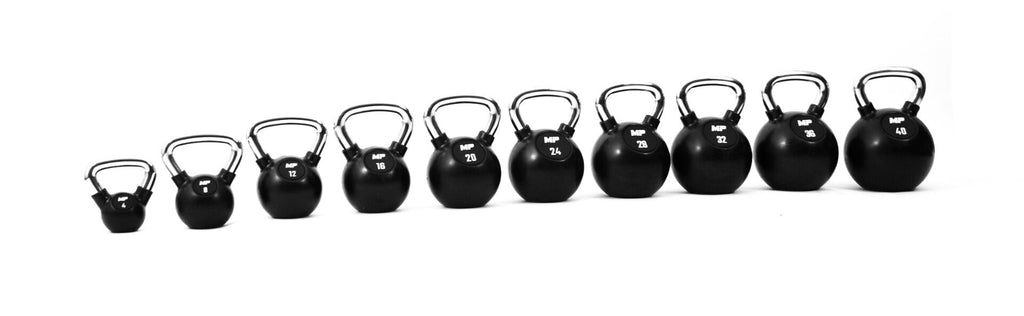 Muscle Power Rubberen Kettlebell - Zwart - 24 kg - Detail