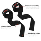NRG Fitness Lifting Straps - Deadlift Straps - Deluxe Zwart - Detail