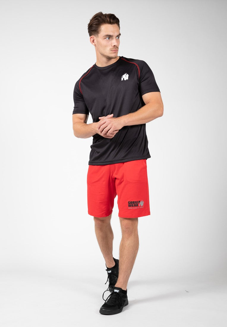 Gorilla Wear Performance T-Shirt - Zwart/Rood - Detail