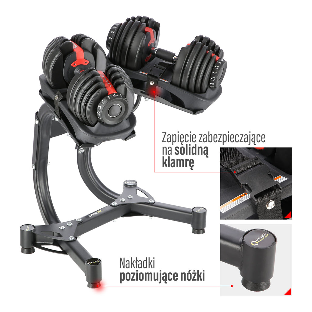 HMS Verstelbare Dumbbell Set met Opbergrek - 2 x 23,8 kg - Detail