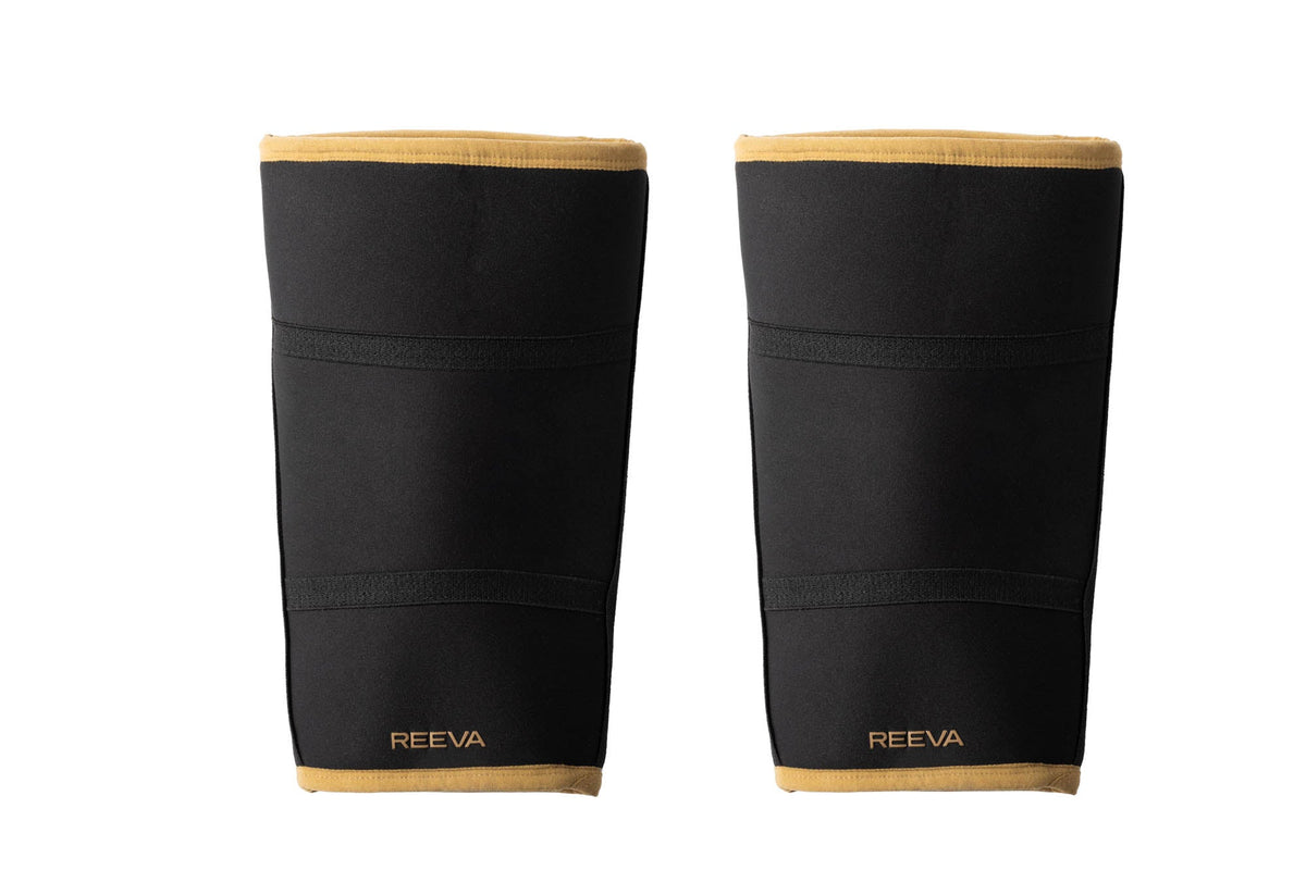 Reeva Powerlifting Knee Sleeves - Knie Bandages - 7 mm - Goud - Detail