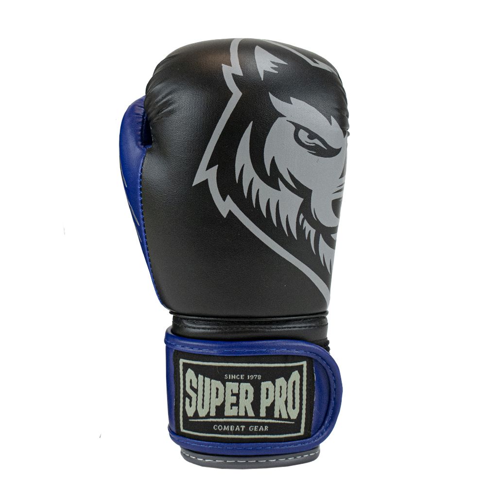 Super Pro Combat Gear Bokshandschoenen Kids Wolf - Zwart/Blauw - Detail