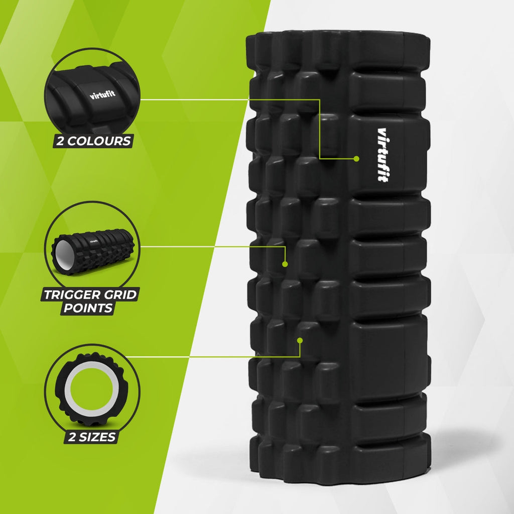 VirtuFit Grid Foam Roller - Massage roller - 33 cm - Zwart - Detail