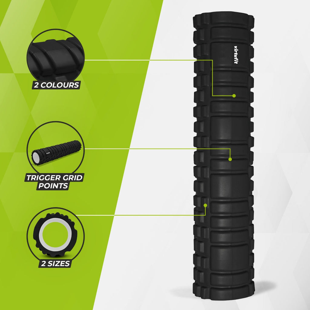 VirtuFit Grid Foam Roller - Massage roller - 62 cm - Zwart - Detail