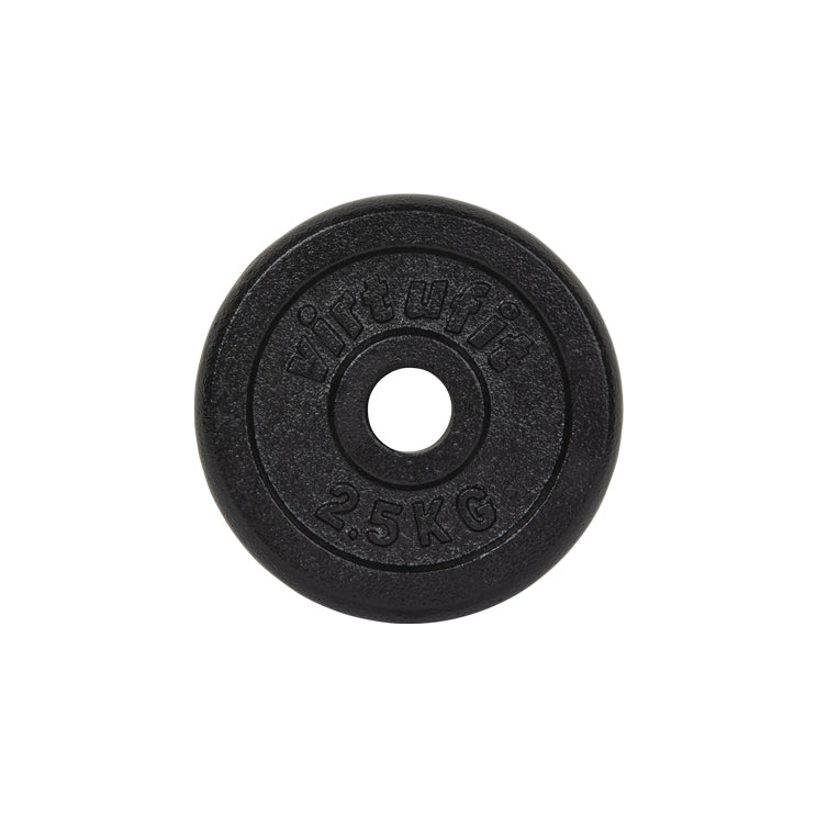 VirtuFit Gietijzeren Halterschijf - Halter gewicht - 30 mm - 2,5 kg - Zwart - Detail