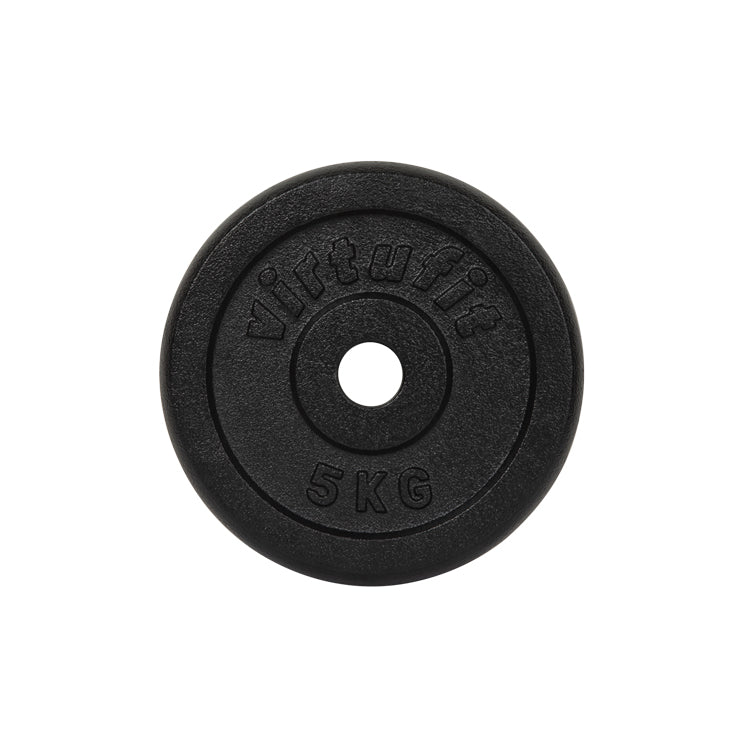 VirtuFit Gietijzeren Halterschijf - Halter gewicht - 30 mm - 5 kg - Zwart - Detail