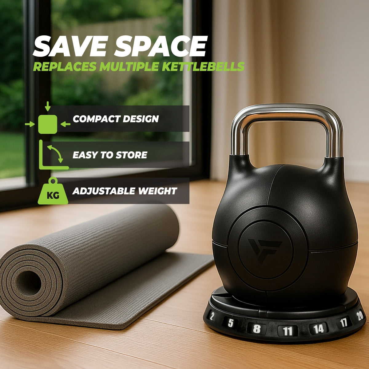 VirtuFit Verstelbare Kettlebell 20 kg - Detail