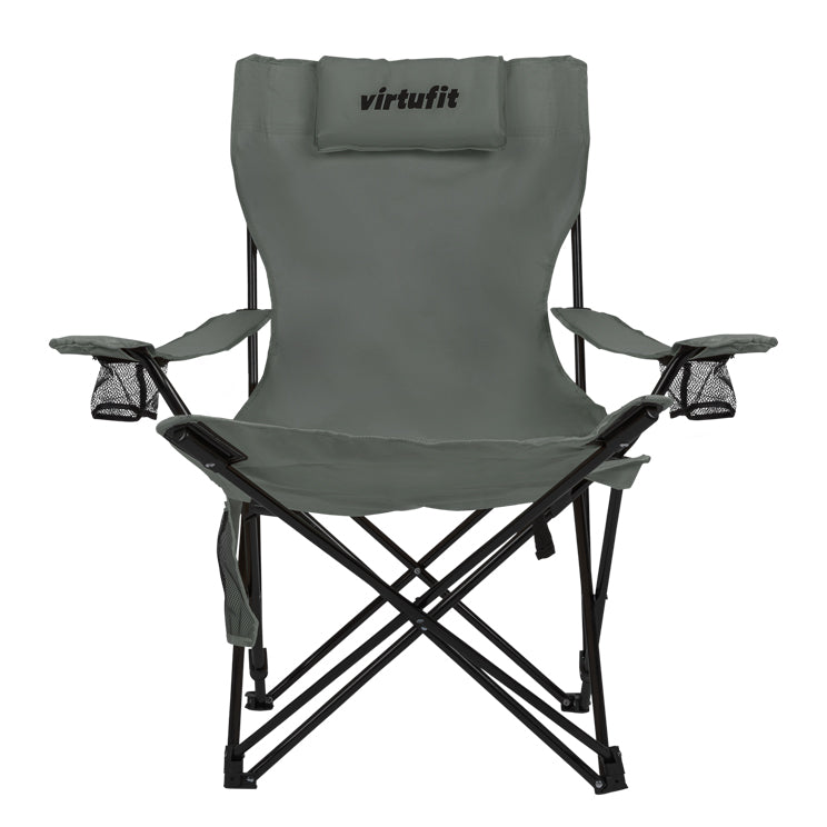 VirtuFit Campingstoel opvouwbaar met voetsteun - Strandstoel - Grijs - Set van 2 - In gebruik