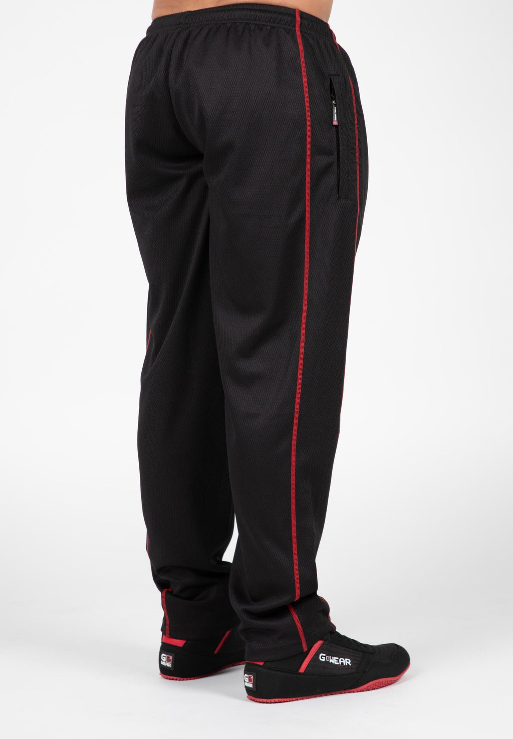 Gorilla Wear Wallace Mesh Pants - Zwart/Rood - Detail