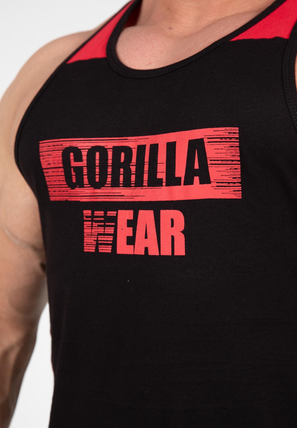Gorilla Wear Wallace Tank Top - Zwart/Rood - Detail