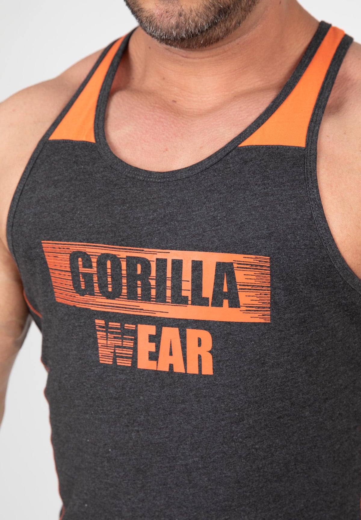 Gorilla Wear Wallace Tank Top - Grijs/Oranje - Detail