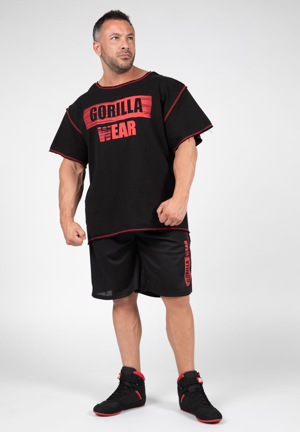 Gorilla Wear Wallace Workout Top - Zwart/Rood - Detail
