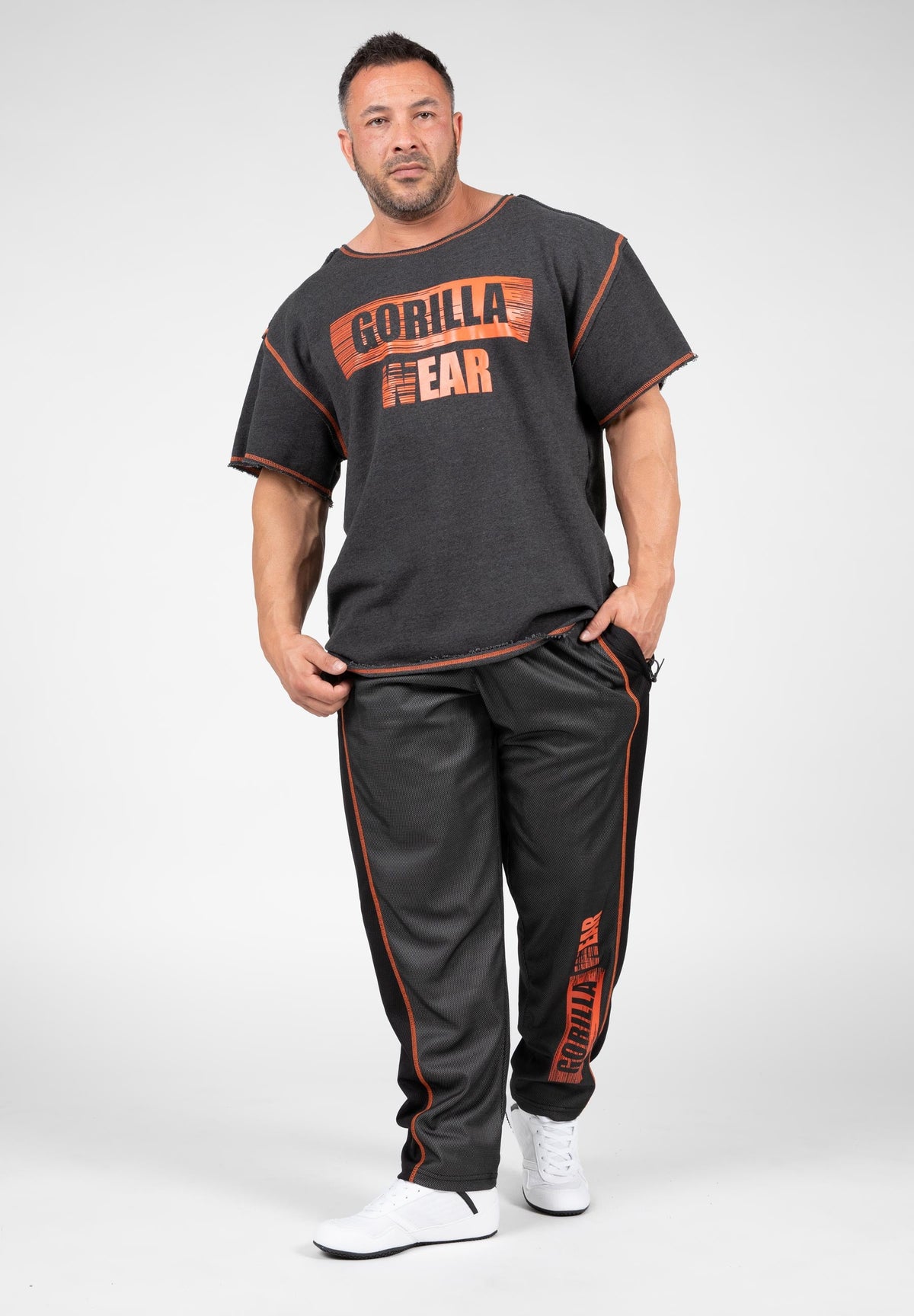 Gorilla Wear Wallace Workout Top - Grijs/Oranje - Detail