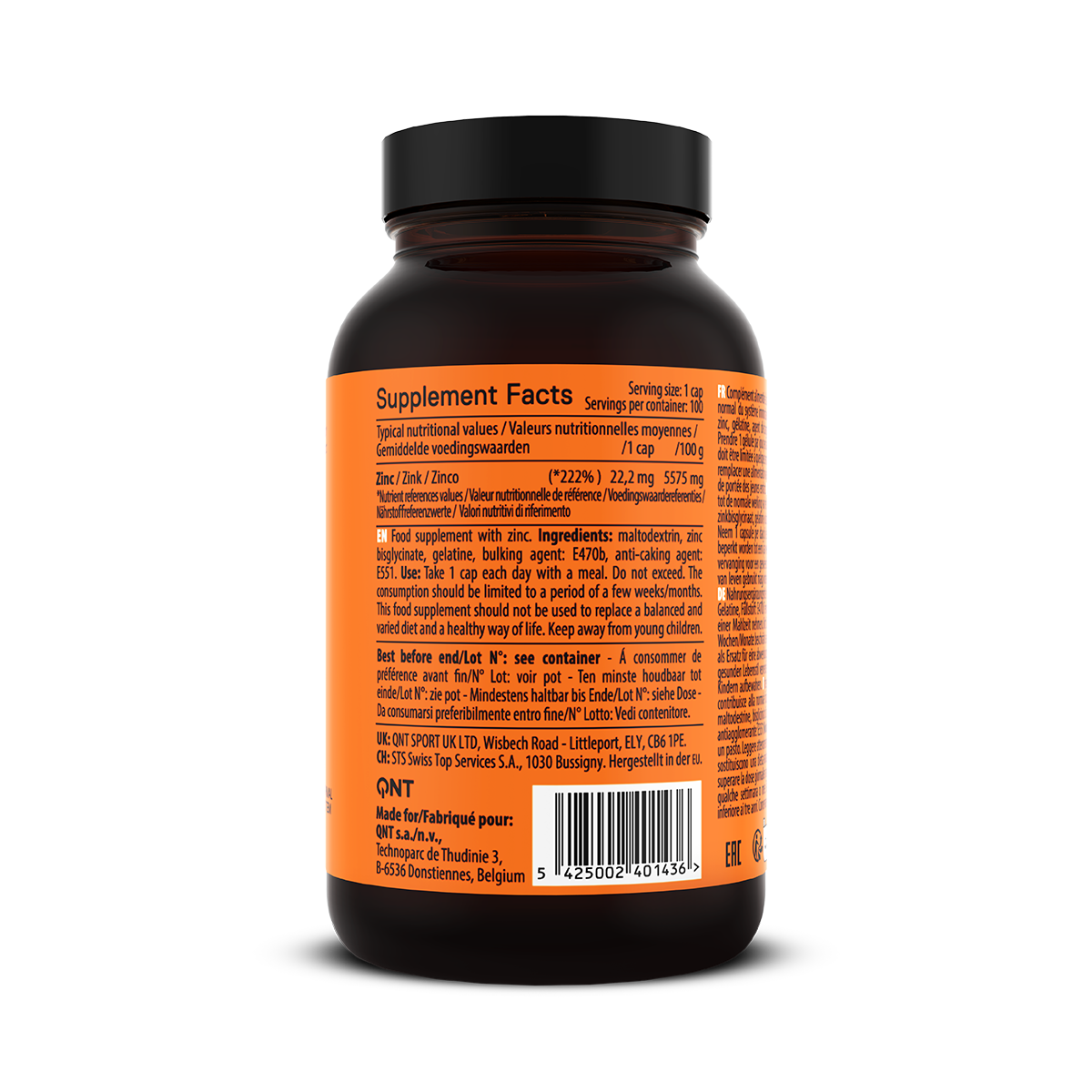 QNT Zinc - Zink - 100 Capsules - Detail