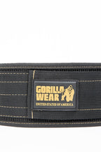 Gorilla Wear Halterriem - 4 Inch Nylon Lifting Belt - Zwart/Goud - Detail