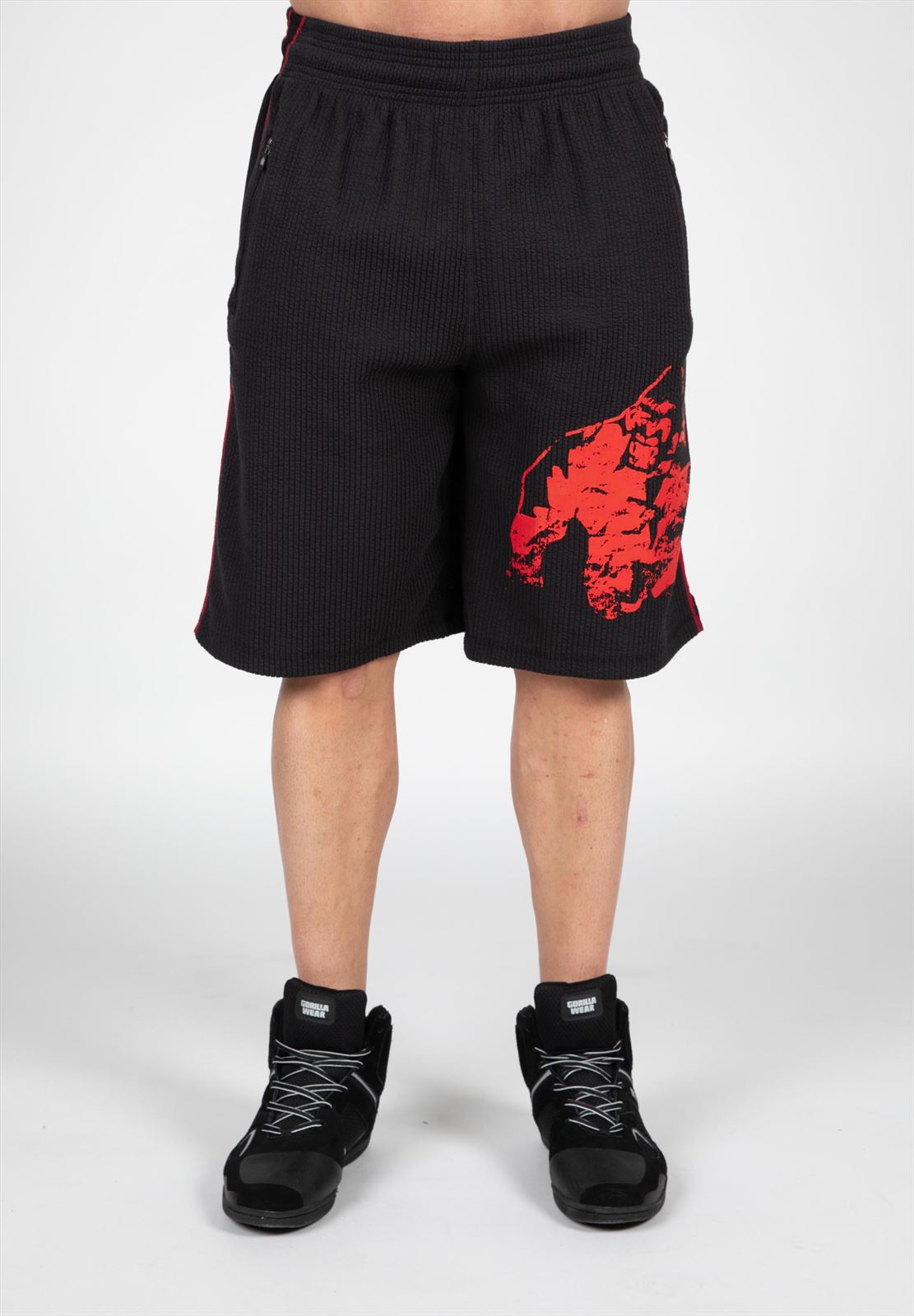 Gorilla Wear Buffalo Old School Workout Shorts - Zwart/Rood - Afbeelding 9