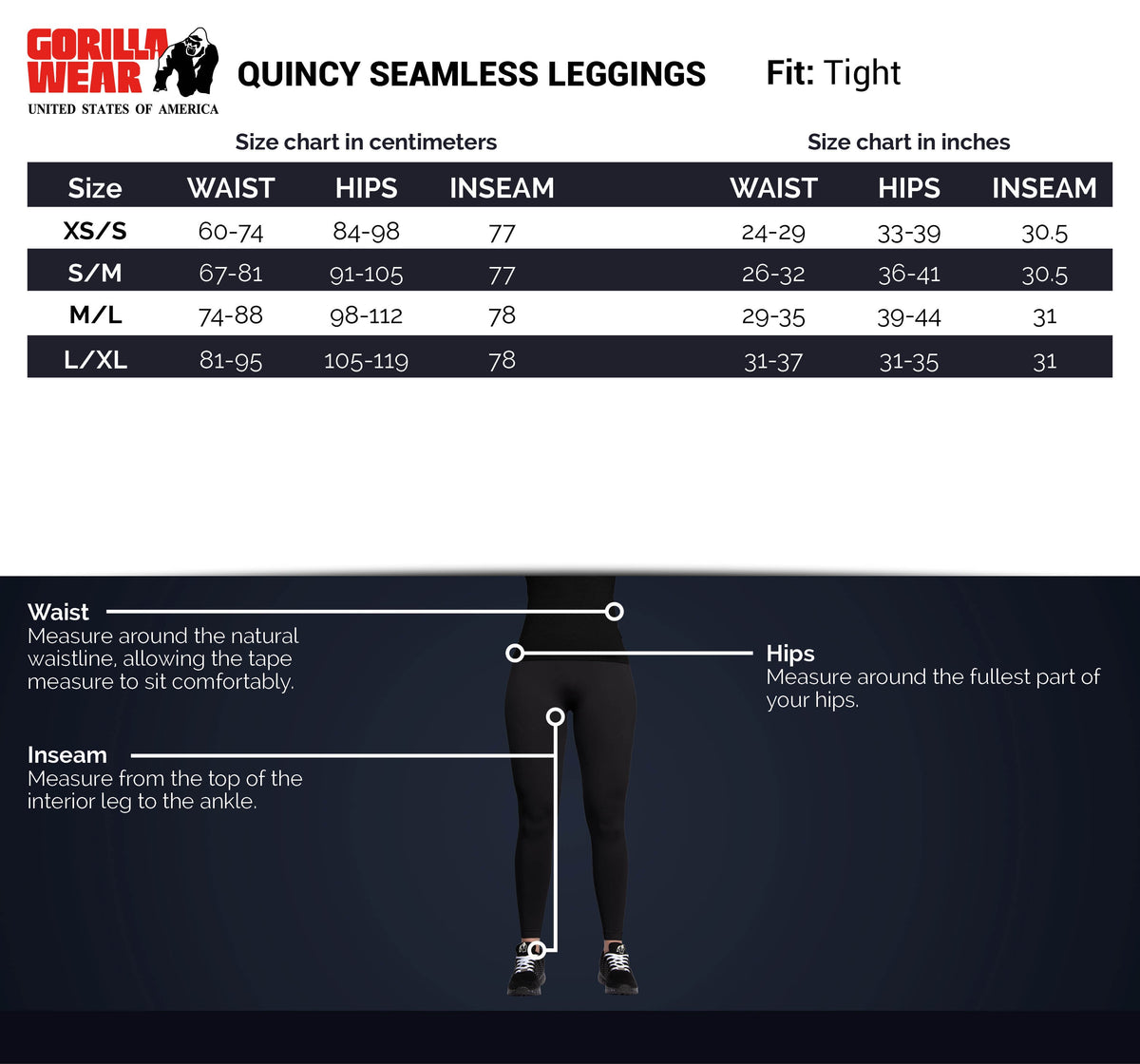 Gorilla Wear Quincy Seamless Legging - Zwart - In gebruik