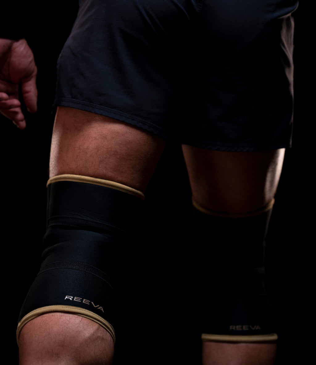 Reeva Powerlifting Knee Sleeves - Knie Bandages - 7 mm - Goud - Afbeelding 7