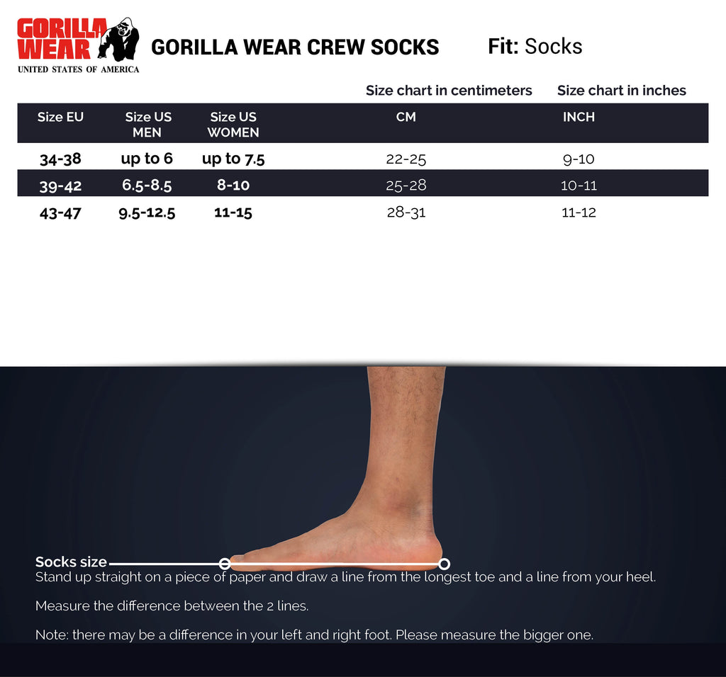 Gorilla Wear Crew Sokken 1-Pack - Wit - Afbeelding 6