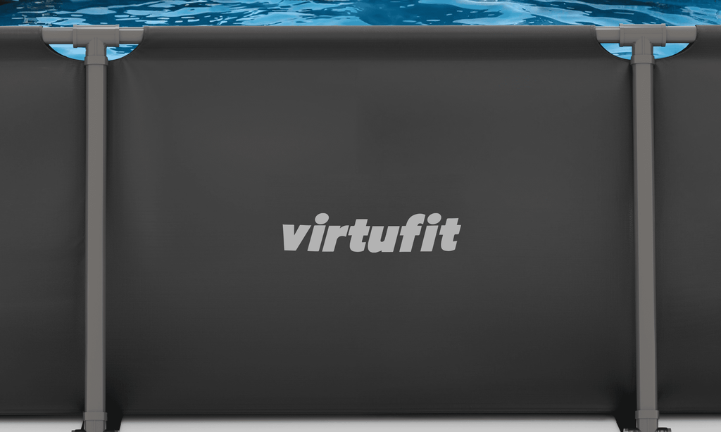 VirtuFit Rechthoekig Zwembad - 300 x 210 x 66 cm - Compleet Pakket - Antraciet - In gebruik