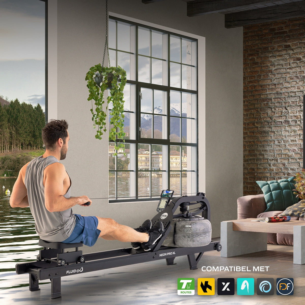 Fluid Rower Neon Pro XL Roeitrainer - Mat Zwart - Afbeelding 12