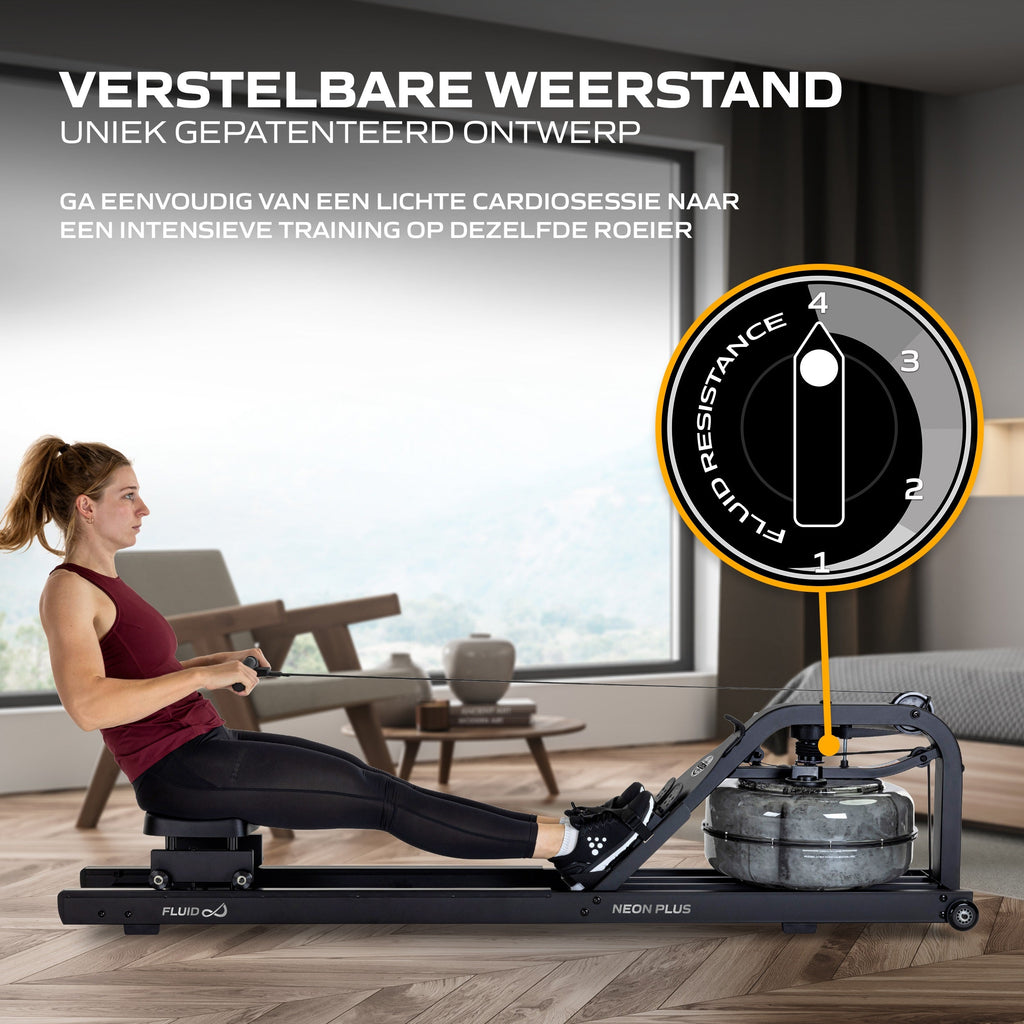 Fluid Rower Neon Rower Plus Roeitrainer - Zwart - In gebruik