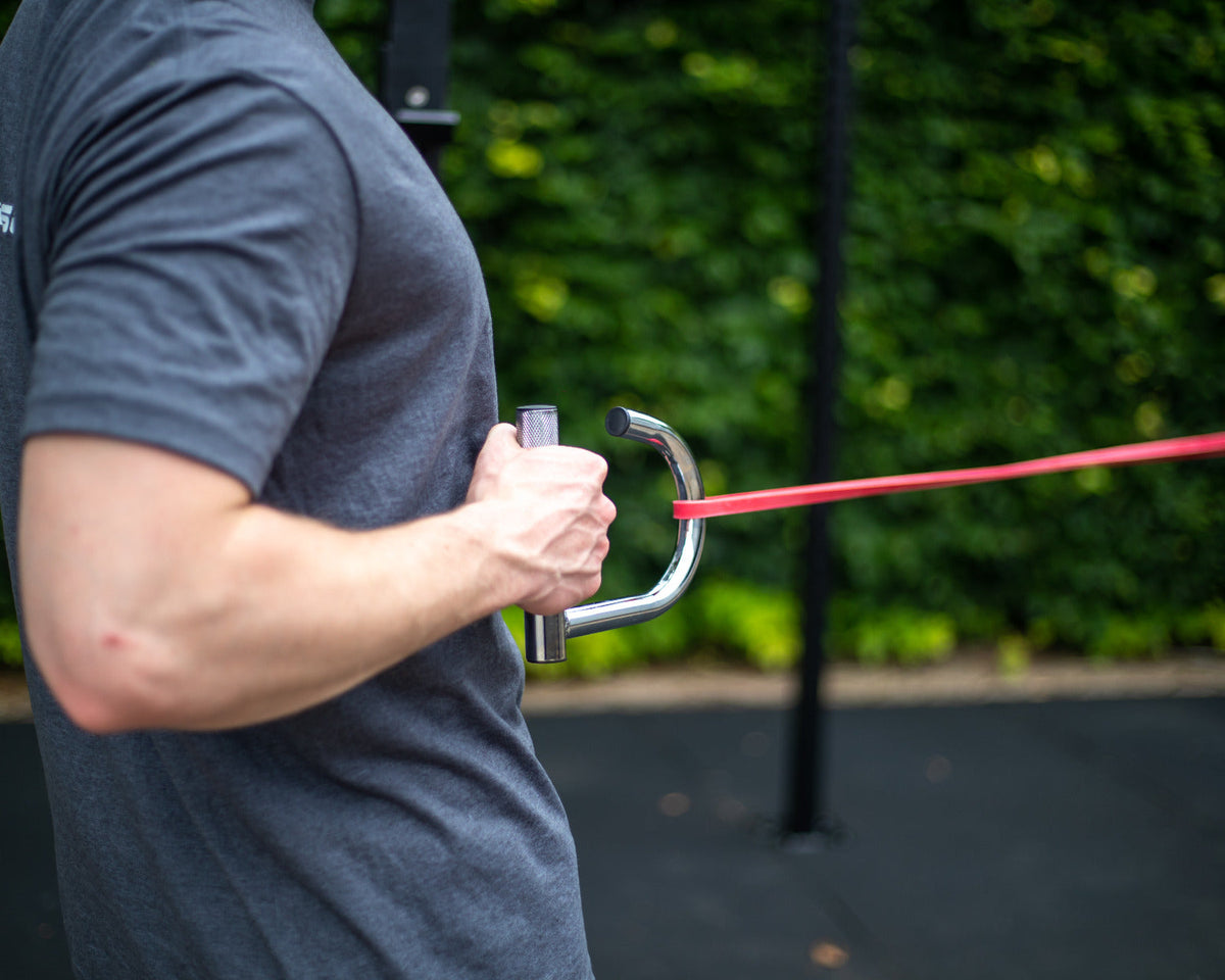 Muscle Power Weerstandsband Handgreep - In gebruik