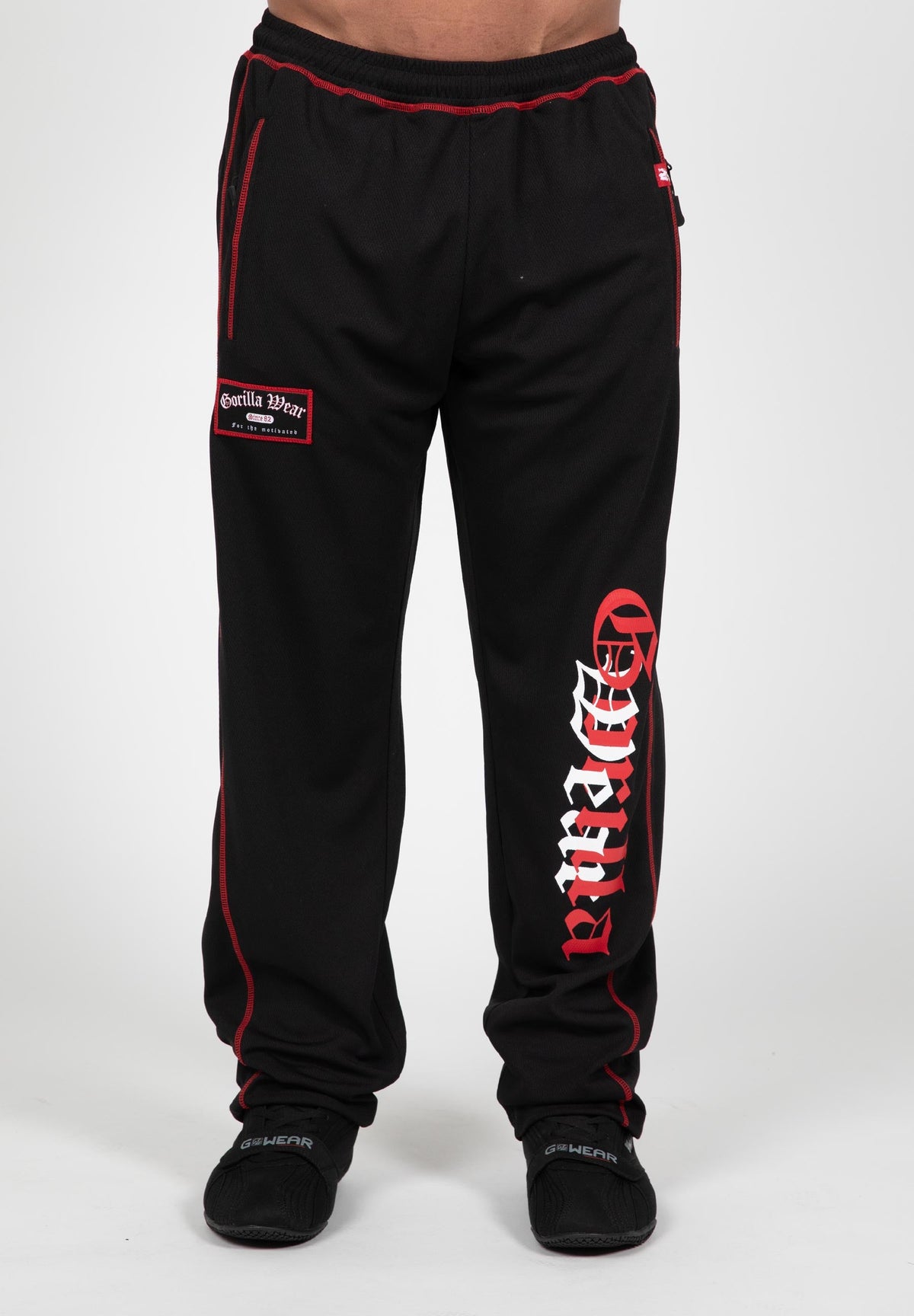 Gorilla Wear Marlow Mesh Pants - Zwart/Rood - In gebruik