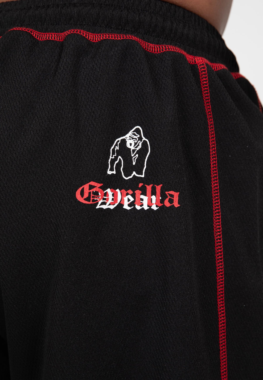 Gorilla Wear Marlow Mesh Shorts - Zwart/Rood - Afbeelding 7
