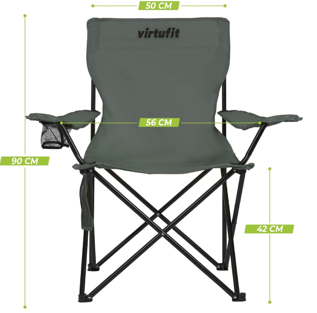 VirtuFit Opvouwbare Camping Stoel - Grijs - Set van 2 - Afbeelding 7