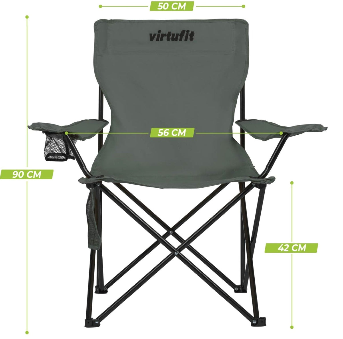 VirtuFit Opvouwbare Camping Stoel - Grijs - Set van 2 - Afbeelding 7