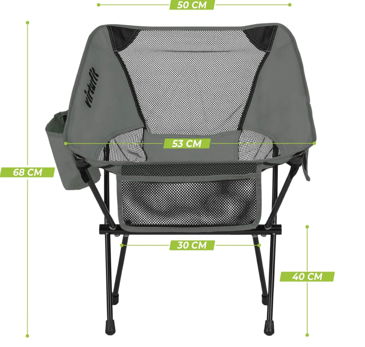 VirtuFit Camping Stoel Compact - Opvouwbaar - Grijs - Set van 2 - In gebruik