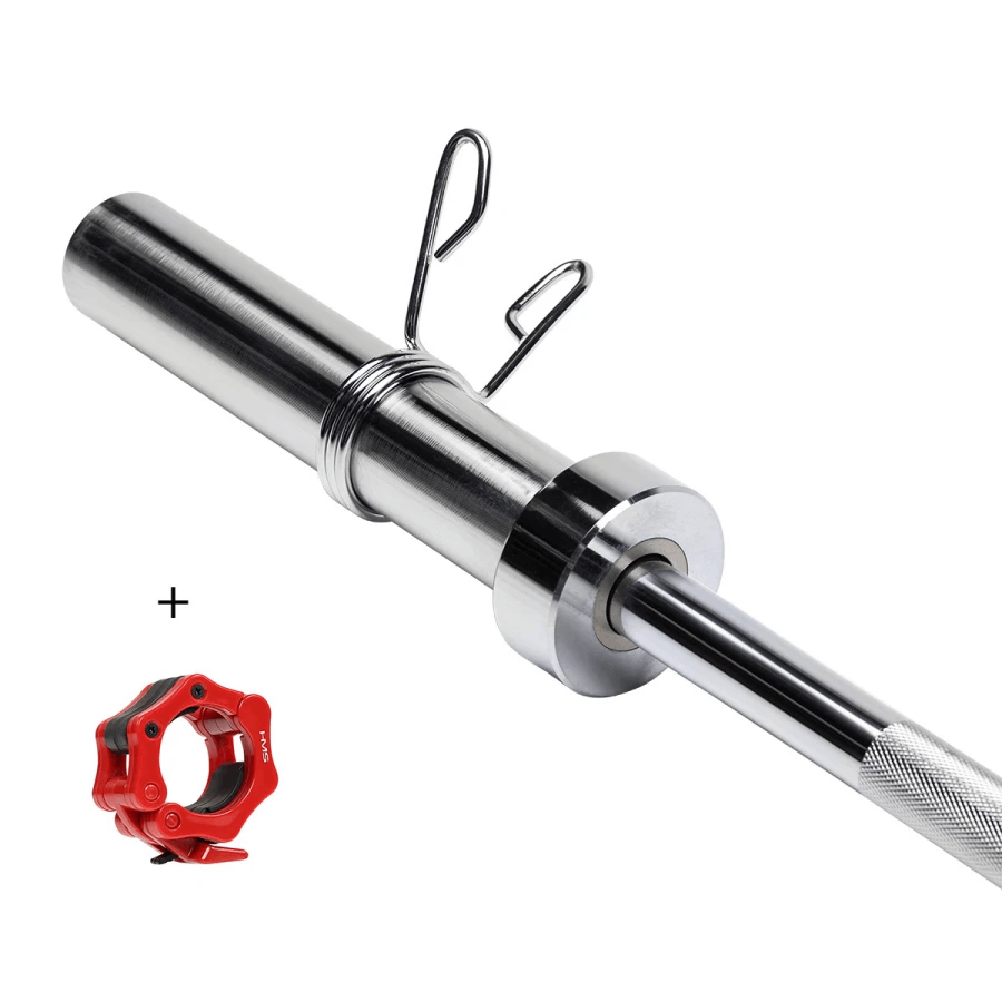 HMS Premium Olympische Halterstang met Lock Jaw Collars en Veerclipsluiting - 50 mm - 150 cm - Afbeelding 5