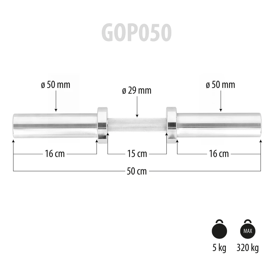 HMS Olympische Dumbbellstang met Veerclipsluiters - 50 mm - 50 cm - Afbeelding 6