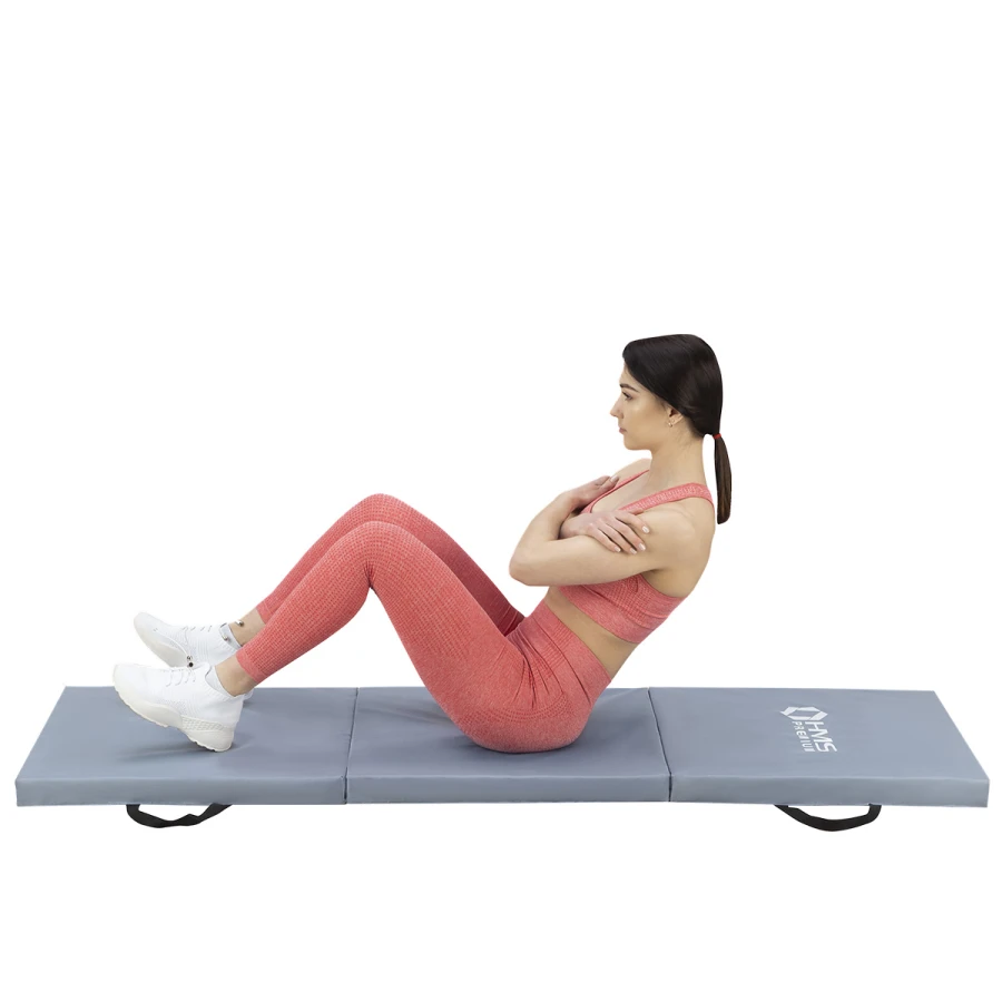 HMS Premium Opvouwbare Fitness Mat - Grijs - In gebruik