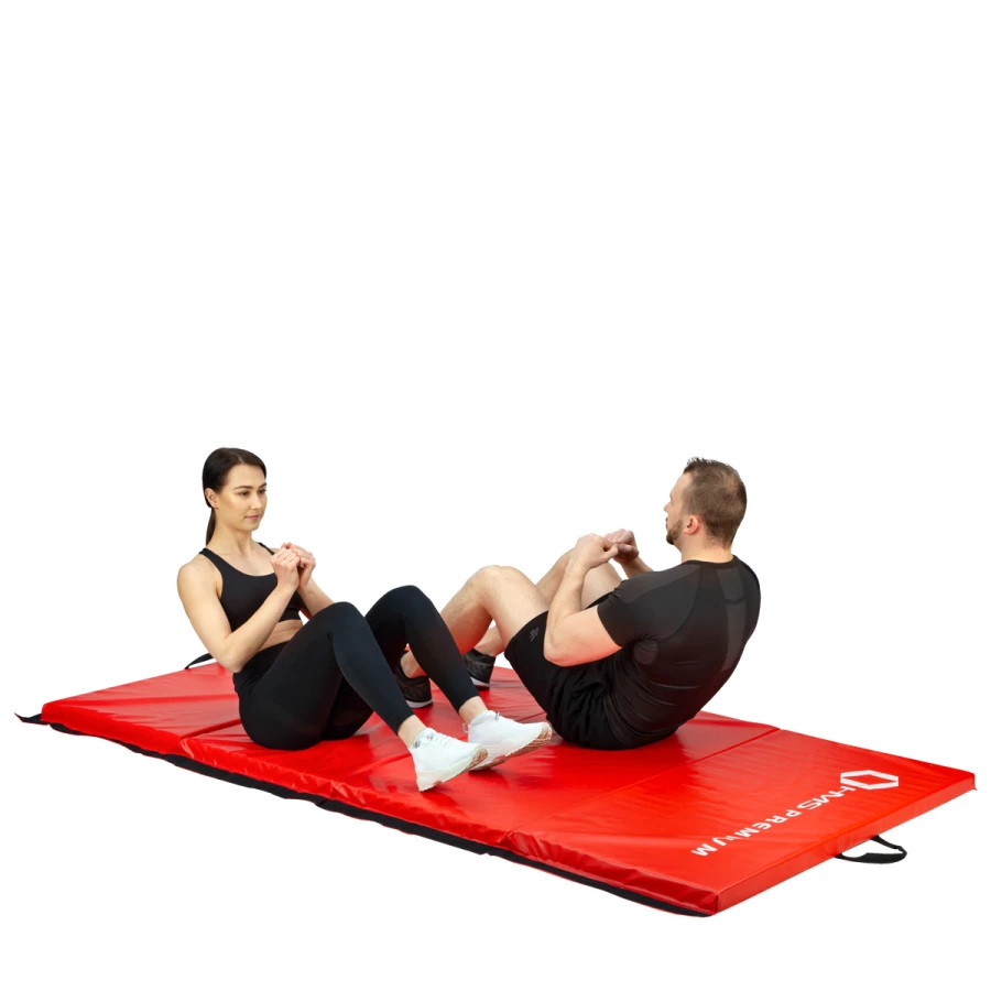 HMS Premium Opvouwbare Fitness Mat - Rood - In gebruik
