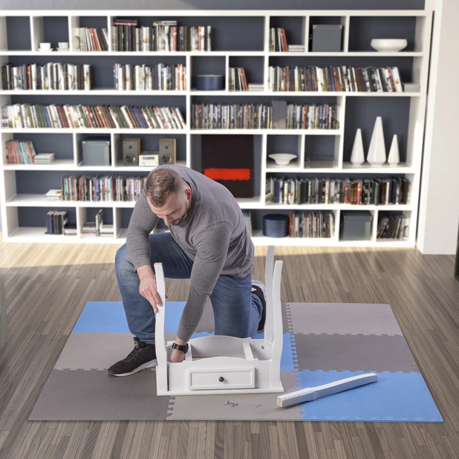 One Fitness Puzzelmat - Set van 9 - 10 mm - Blauw/Grijs - Afbeelding 5