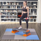 One Fitness Puzzelmat - Set van 9 - 10 mm - Blauw/Grijs - Afbeelding 10