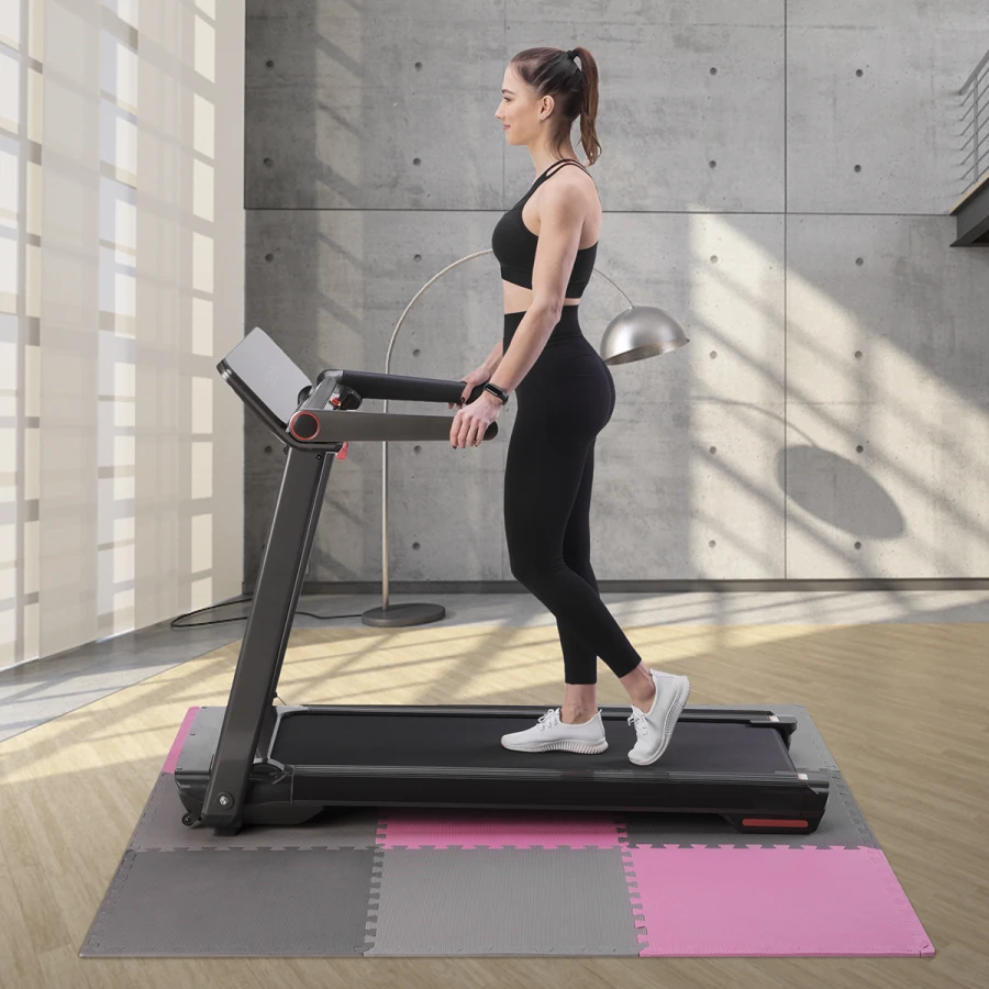 One Fitness Puzzelmat - Set van 9 - 10 mm - Roze/Grijs - Afbeelding 6