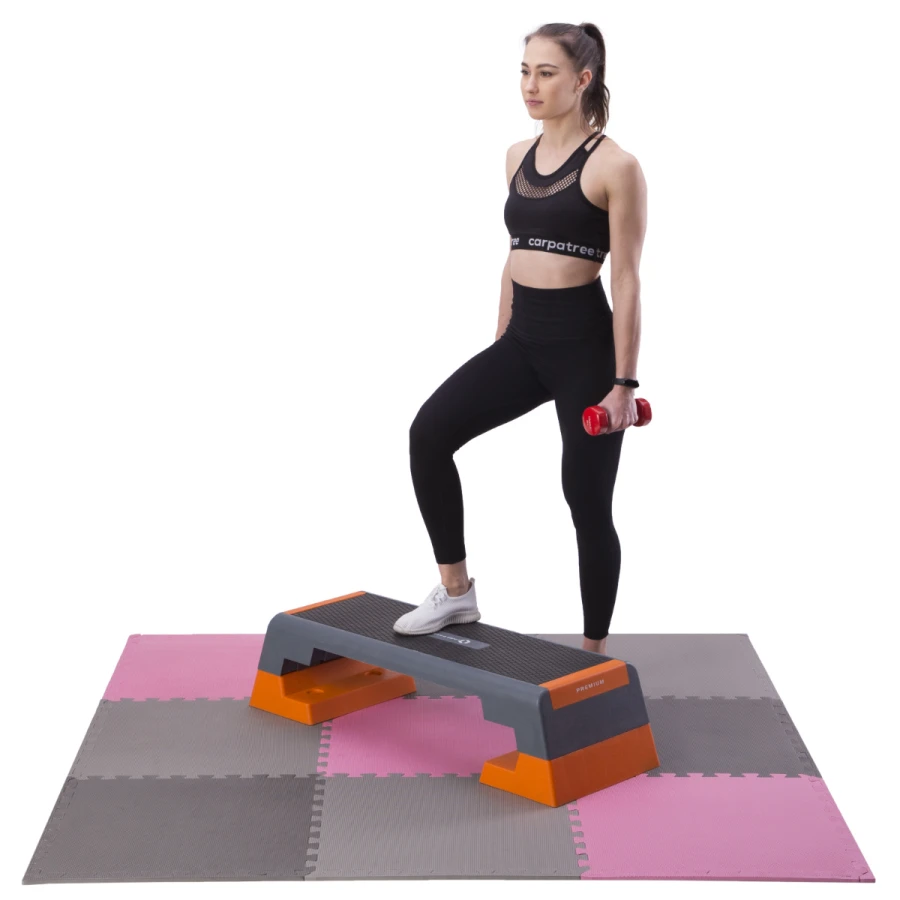 One Fitness Puzzelmat - Set van 9 - 10 mm - Roze/Grijs - Afbeelding 10
